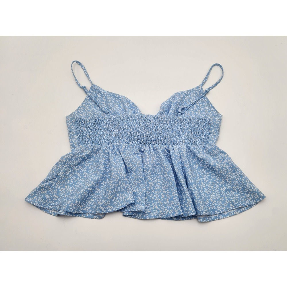 Shein Womens Cropped Baby Doll Blue Floral M/6 Y2K Country Style - Picture 7 of 9